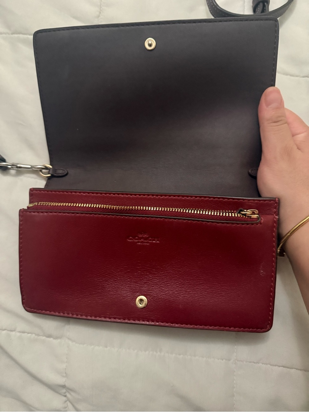 Coach Brown Signature Floral Heart Wallet with Gold Logo - Picture 4 of 4